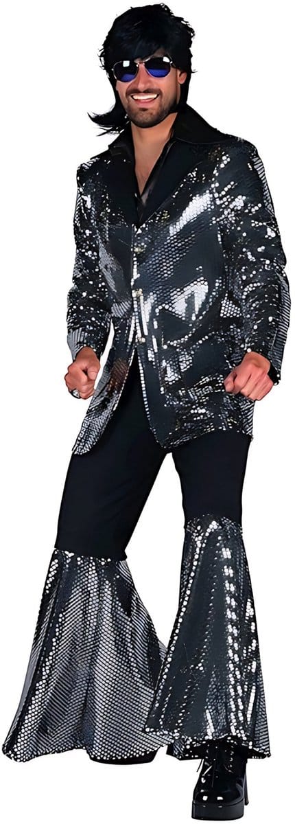 Thetru B.V. - Disco verkleedpak zilver voor heren - luxe uitvoering - Medium