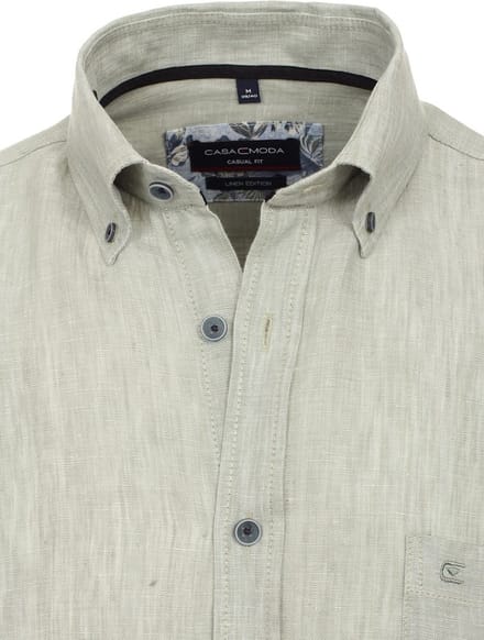 Casa Moda Groen Linnen Overhemd Button Down Boord - L