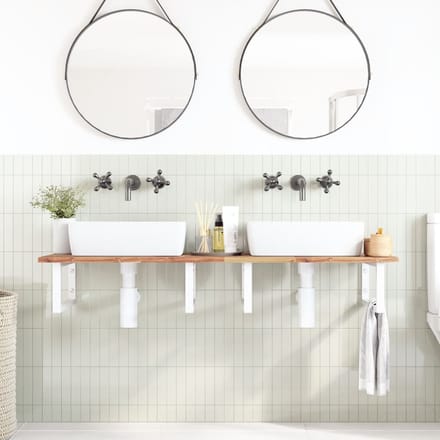 vidaXL - Badkamer - wandschap - staal - en - massief - acaciahout