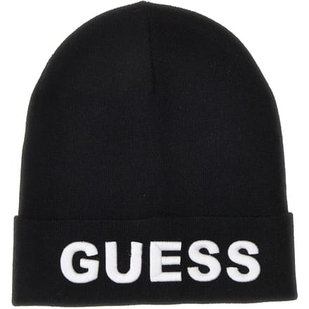 Guess Maxi Logo Knit Beanie Heren Muts - Black/White - Maat M