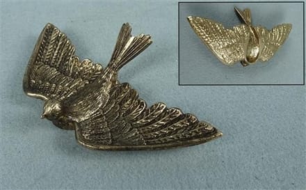 Schaaltje Zwaluw ant. goudkleur 13x3,5x6,5cm