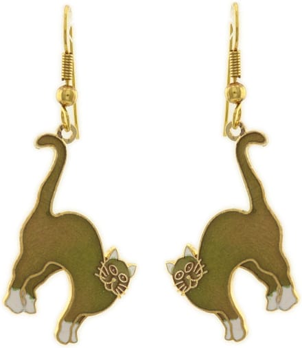 Behave - Oorhangers met kattenhanger olijfgroen - Boho accent