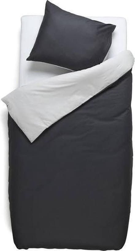 Snoozing Two Tone - Dekbedovertrek - Eenpersoons - 140x200/220 cm + 1 kussensloop 60x70 cm - Antraciet/Grijs
