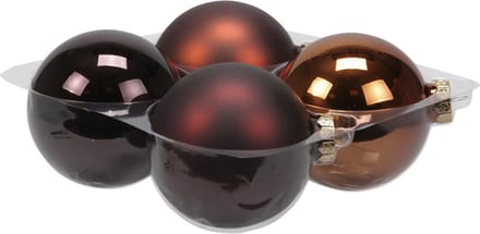 4x stuks kerstversiering kerstballen mahonie bruin van glas - 10 cm - mat/glans - Kerstboomversiering