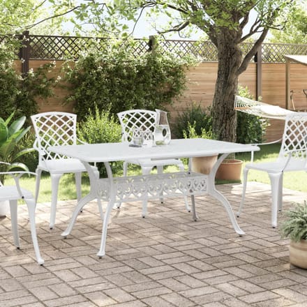 vidaXL - Tuintafel - 150x90x72 - cm - gietaluminium - wit
