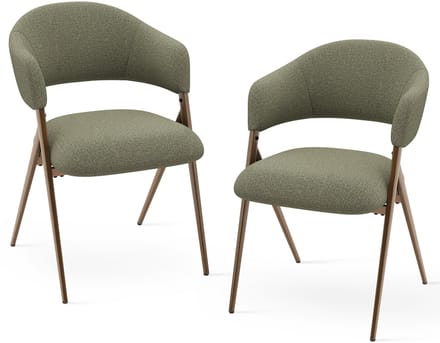 COLAMY - Eetkamerstoelen set van 2 - Hout - Moderne stoffen gestoffeerde eetkamer- open rugleuning en gewatteerde zitting - groen