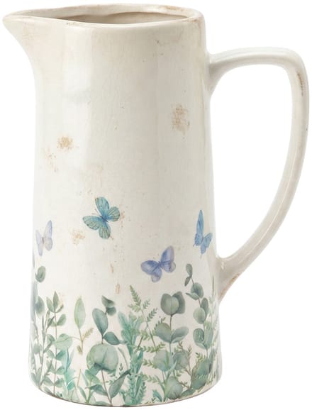 Clayre & Eef Decoratie Kan Beige Keramiek Vlinders