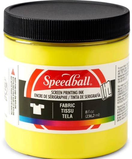 Fabric ink process yellow screen printing -Speedball