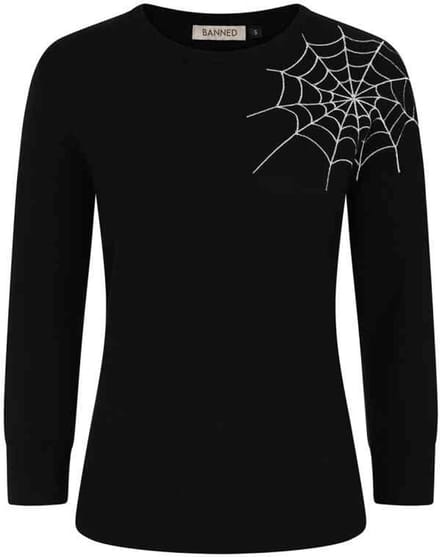 Banned - Alina Spiderweb Gebreide trui - S - Zwart