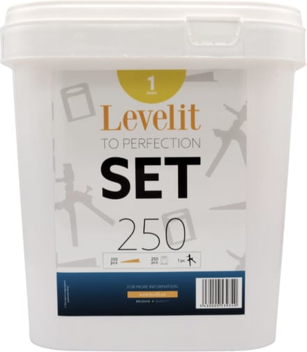 Levelit 250 clips 1,0mm + 250 spie + plastic tang Set 250-P 1