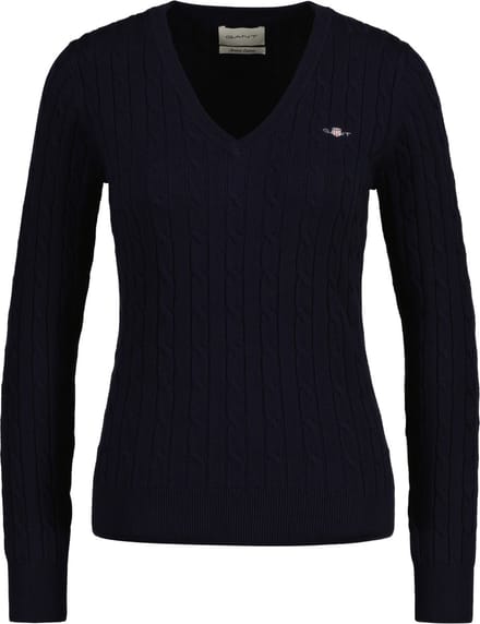 GANT Gebreide trui STRETCH COTTON CABLE V-NECK