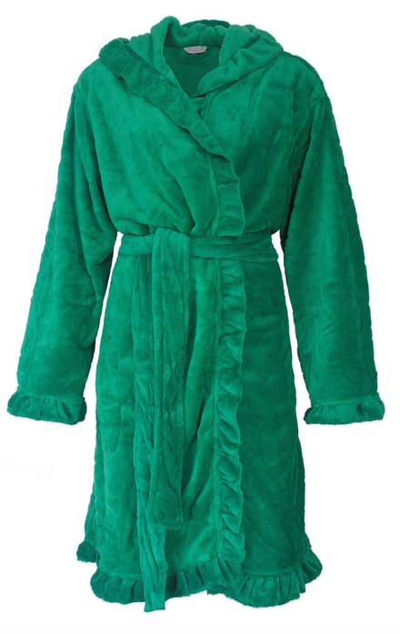 Tenderness Dames Badjas - Fleece - Capuchon - Groen - Maat S