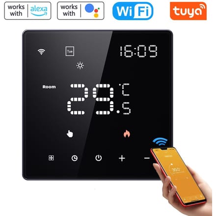 Tuya Wifi affichage numérique régulateur de température Intelligent chauffage électrique multifonctionnel de l'eau 16A electric heating noir