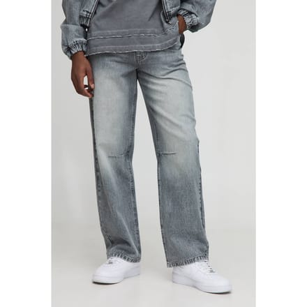 Relaxed Fit Gewassen Knee Dart Jeans | Grey | Size 34R
