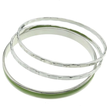 Behave - Armbandenset zilverkleur groen - minimalistisch stijlaccent