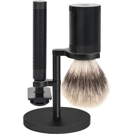 MÜHLE -Scheerset -RVS Zwart/ DLC Coating -Silvertip Fibre -Rocca