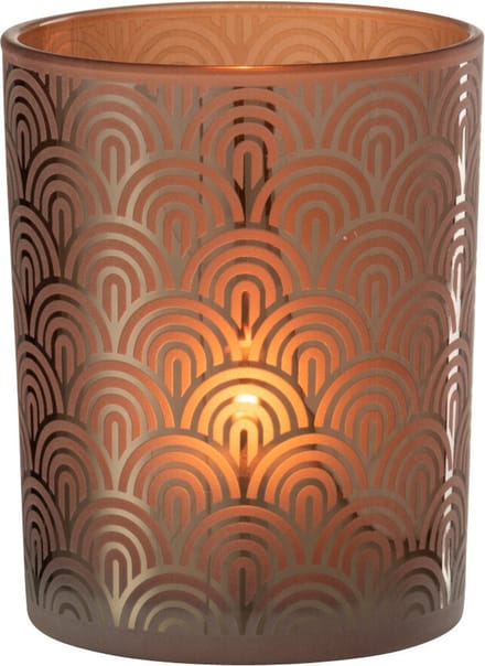 J-Line windlicht Boog - glas - oranje - medium