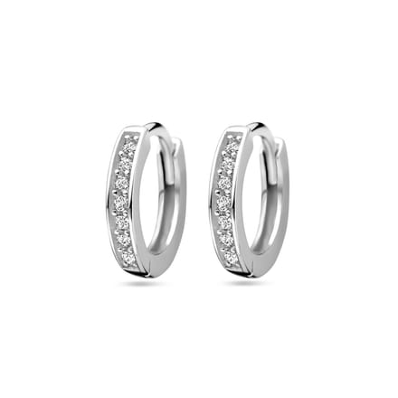 Glams klapoorringen zirkonia - 9 mm - Zilver