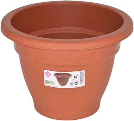 Hega Hogar Plantenpot/bloempot - D18 cm - terra cotta kleur - rond - kunststof