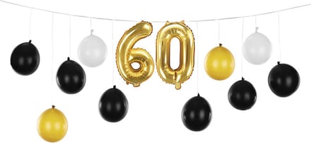 PartyDeco - Ballonslinger 60 jaar zwart-goud