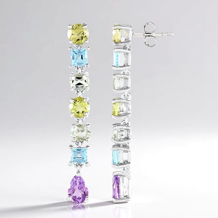 Lavendel & Groene Amethist Zilveren Oorbellen