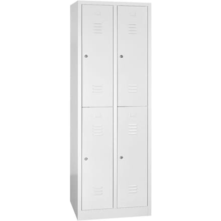Kledinglocker, twee rijen, 2 x 2 compartimenten, draaigrendelslot, lichtgrijs/lichtgrijs