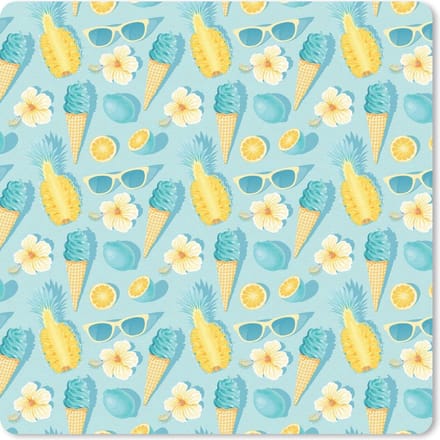 Muismat 20x20 cm - Mousepad Zomer - Elementen - Blauw - Patroon - Muismatten