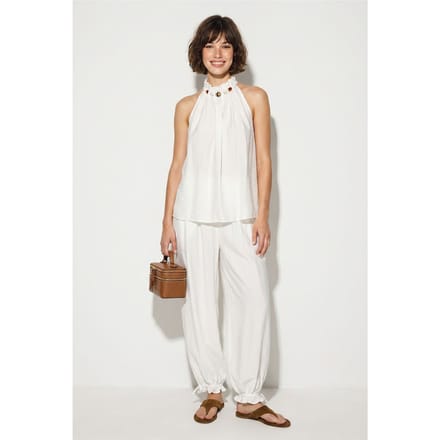 Halter Blouse en Hoge Taille Broek Set