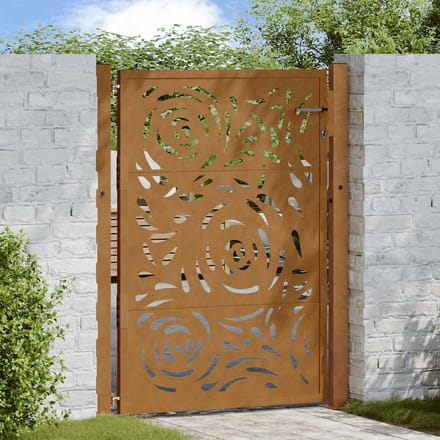 vidaXL - Poort - met - vlamontwerp - 100x150 - cm - weervast - staal