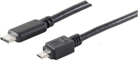 USB Micro B naar USB-C snellaadkabel - USB2.0 - tot 3A / zwart - 3 meter