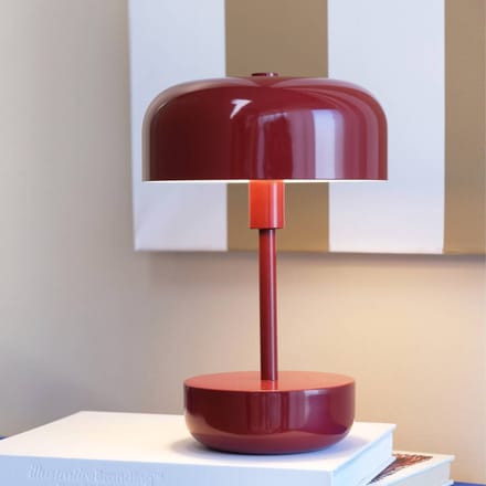 Dyberg Larsen Tafellamp donkerrood metaal Oplaadbaar LED H25,7 cm D17 cm Haipot