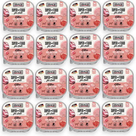 Mac’s Kittenvoer kuipje 97% vlees - Kalkoen, eend en rund 16 x 100g