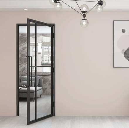 Stalen Scharnierdeur 6-vlaks Helder Glas – Rechts – 2015 x 830 mm
