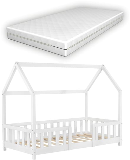 Kinderbed Sisimiut met uitvalbeveiliging en matras 70x140 wit