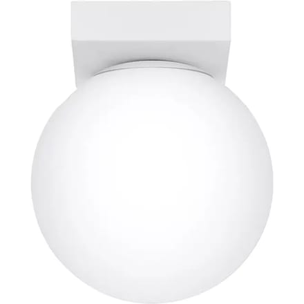 Plafondlamp YOLI 1 compacte opbouwlamp met glazen bol - Sollux Lighting - IP20 - Wit staal/glas behuizing - 12 x 12 x 14.5 cm - 1 x G9 LED, exclusief lichtbron - Max. 8 W - Moderne plafondlamp voor woonkamer, slaapkamer en eetkamer