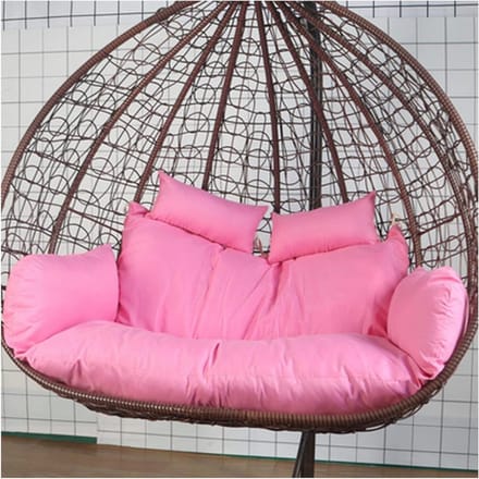 Loungestoel Kussen - Eierstoel Hangmat - Buiten Ontspannen - Verstelbare Hoofdsteun - 150 cm Diameter - Roze