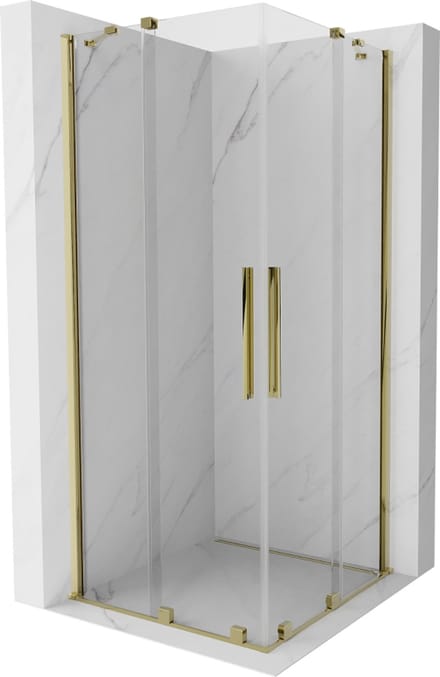 Mexen Velar Duo schuifbare douchecabine 80 x 80 , transparant, goud - 871-080-080-02-50