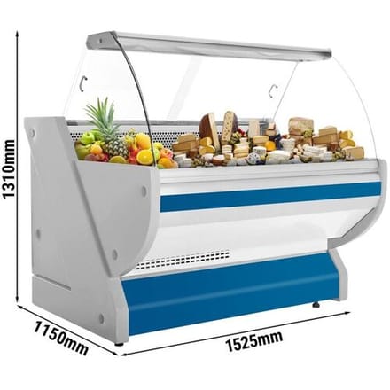 GGM Gastro Kühl-/ Fleischtheke - 1500mm - Blau - mit Fleischlicht & beleuchteter Frontblende