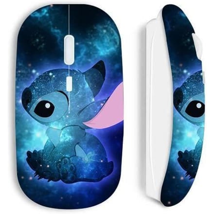 Maniacase draadloze muis wit Stitch blauw frand blauw