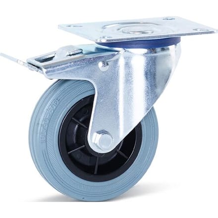 Meso Zwenkwiel rubber met rem 80mm - 60kg draagvermogen