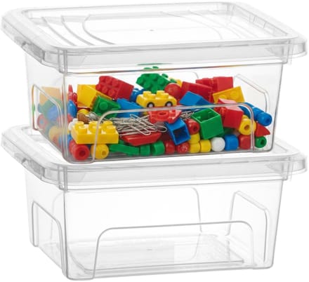 Plasticforte Opslagbox Easy met deksel - 2x - 1.5 Liter - 20 x 16 x 9 cm - transparant - kunststof