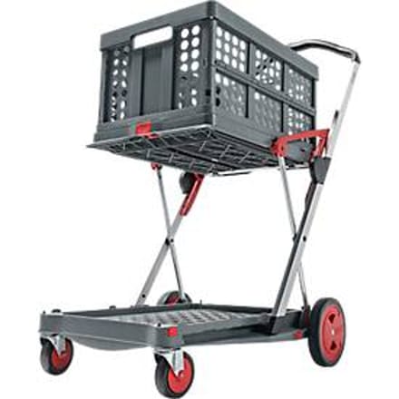 Inklapbare trolley CLAX®-  met vouwkrat -  46 L - grijs/rood