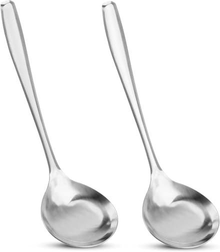Set van 2 RVS Serving Spoons - Ideaal voor Sauzen, Kleine Hapjes en Professionele Keukens