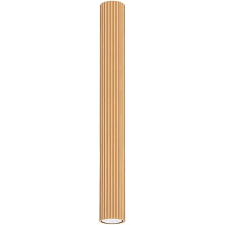 Plafondlamp KARBON 60 extra lange geribbelde buisspot van 60 cm - Sollux Lighting - IP20 - Goud aluminium behuizing - 6.5 x 6.5 x 60 cm - 1 x GU10 LED, exclusief lichtbron - Max. 10 W - Minimalistische plafondlamp voor slaapkamer, woonkamer en gang