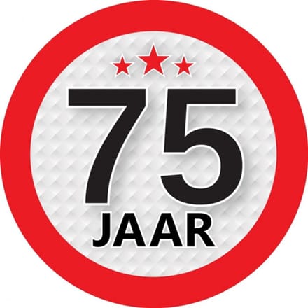 75 jaar leeftijd sticker - rond - Dia 9 cm - 75 jaar verjaardag - jubileum - leeftijd versiering