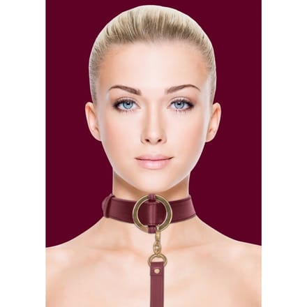 Ouch Halo - Luxe Collar met Riem - Burgundy