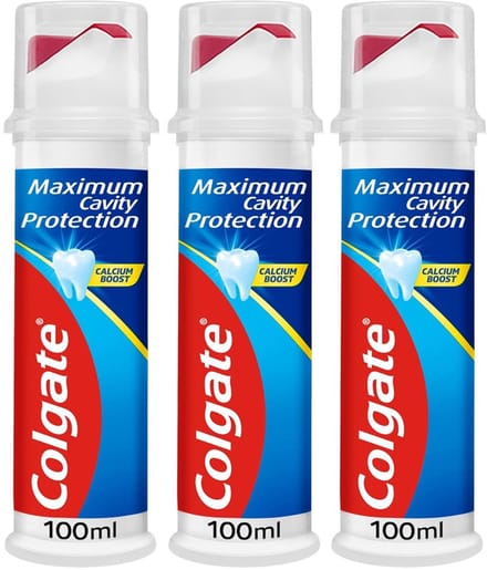 Colgate - Tandpasta - Maximum Cavity Protection - met pompje - 3 x 100 ml - Voordeelverpakking.