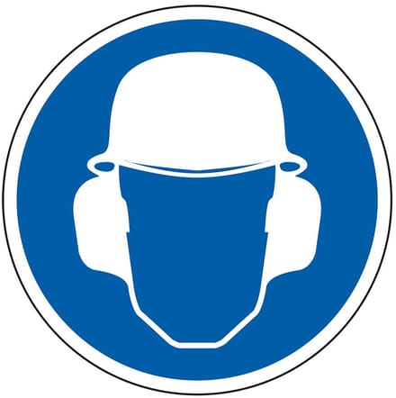 Helm en oorkap verplicht bord - kunststof 100 mm