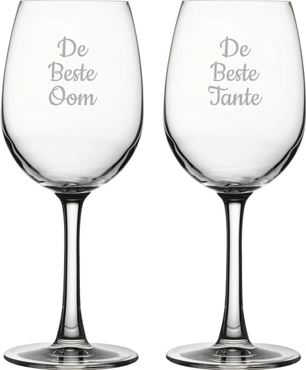Gegraveerde witte wijnglas 36cl De Beste Tante-De Beste Oom