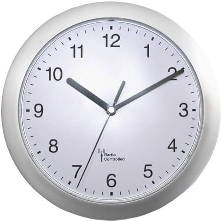 EUROTIME 56787 Wandklok Zendergestuurd 25 cm x 25 cm x 25 cm x 38 mm Zilver Groot display